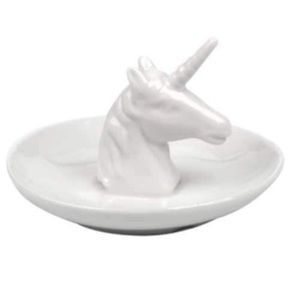 Unicorn Ceramic Trinket Dish Ring Holder White